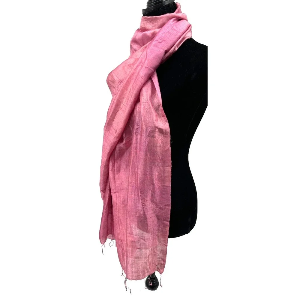 Bohemian Womens Fringe Trim Pashmina Scarf Wrap Shawl Stole‎ Purple 100% Silk